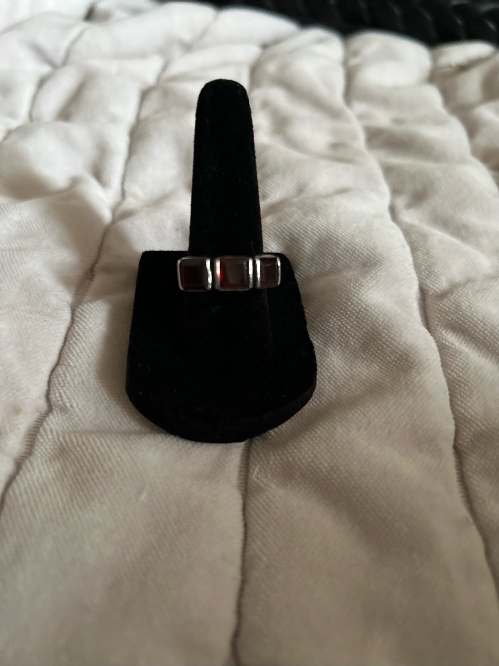 Sterling Silver Rectangular Garnet Ring